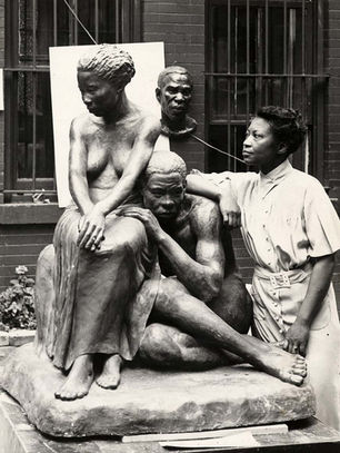 Augusta Savage with her sculpture, Realization circa 1942.